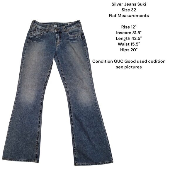 Silver Jeans Suki Denim Jeans Size 32 (actual 31x31.5) Embroidered - Picture 1 of 6